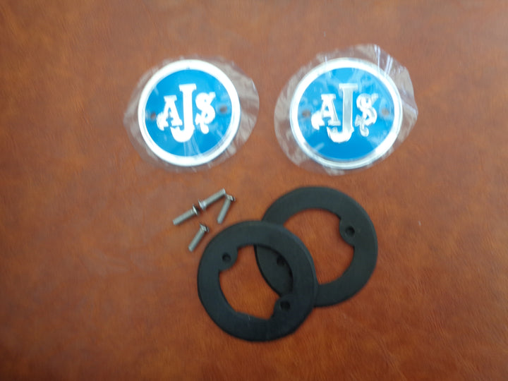 AJS Motorcycle Tank Badges Backing Seals and S/S Screws – Pair (New Production kit)